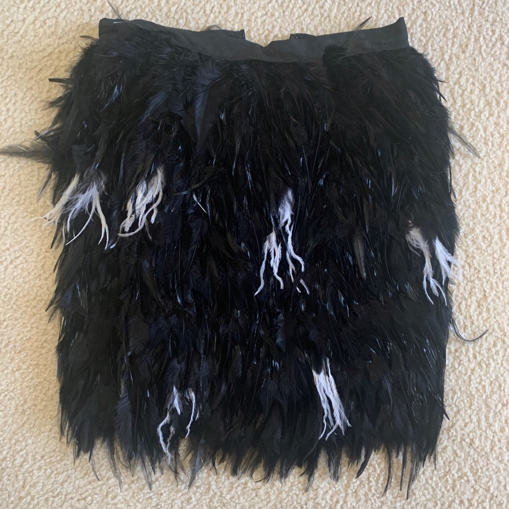 Black Feather Mini Skirt